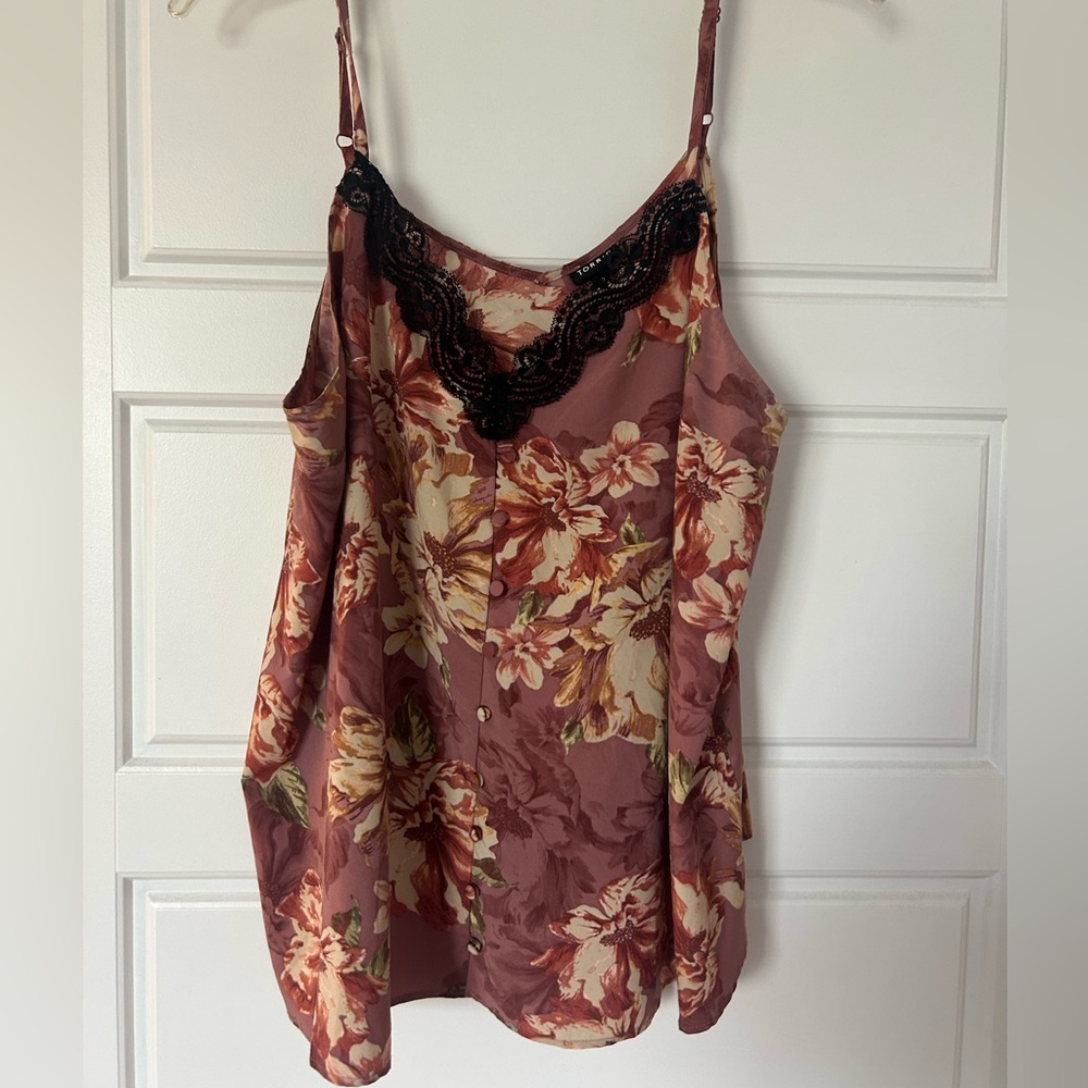 Torrid Size 2 Floral Lace Trim Cami Top